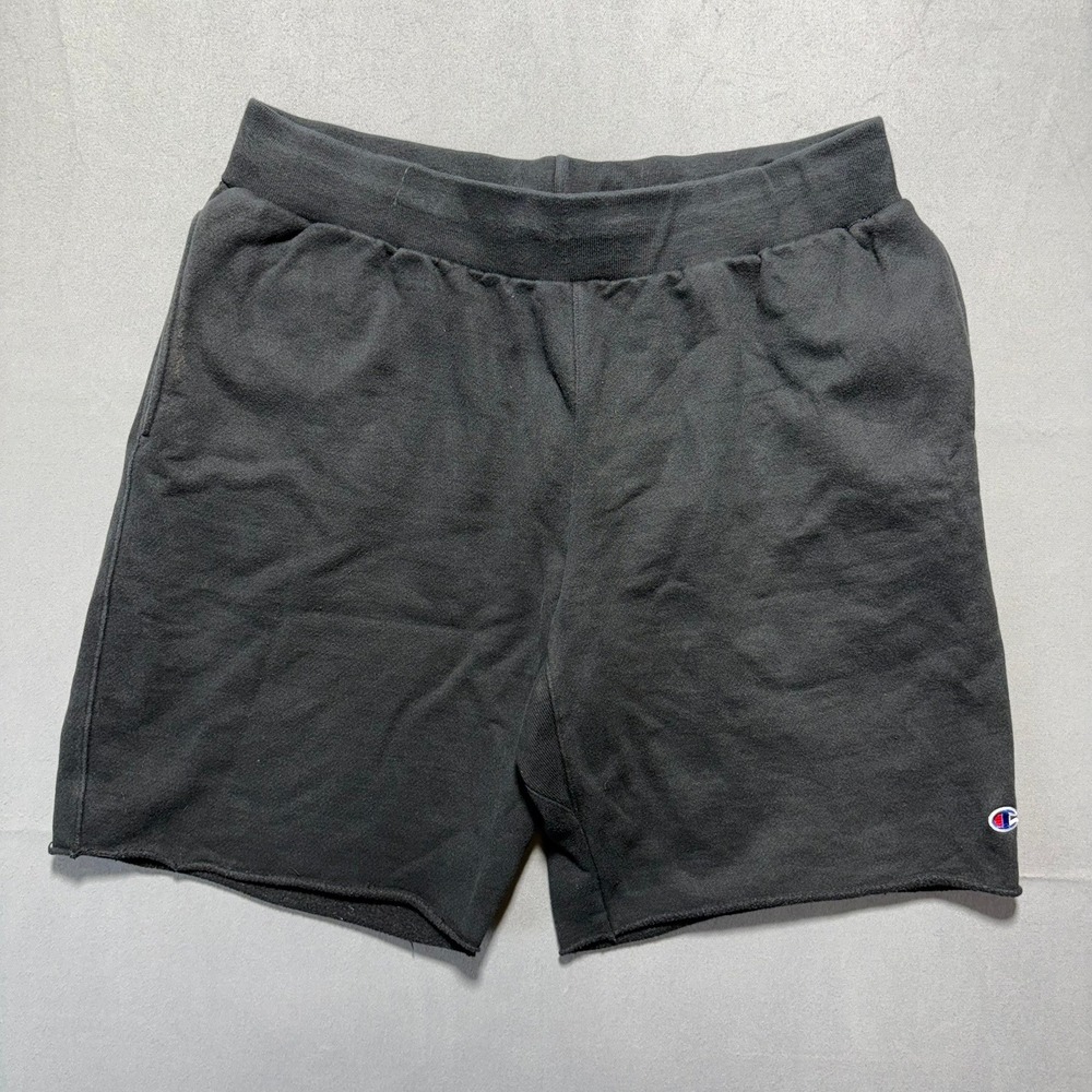 Champion Reverse Weave Black Sweat Shorts Mens 2XL Raw Hem 89597-003 XXL